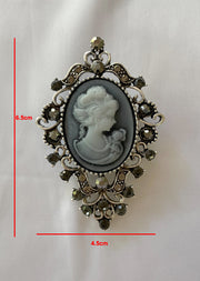 Pewter & Silver Cameo Stock Brooch