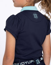Girls Arabella Navy & Aqua Horse Riding Polo Shirt