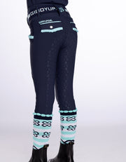 Girls Arabella Navy & Aqua Horse Riding Tights