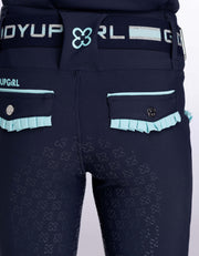 Girls Arabella Navy & Aqua Horse Riding Tights