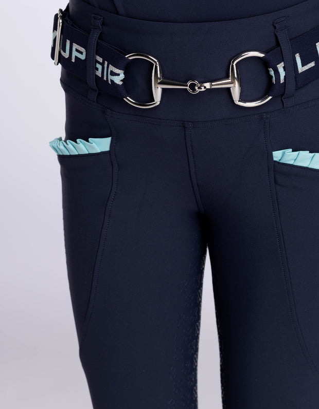 Girls Arabella Navy & Aqua Horse Riding Tights