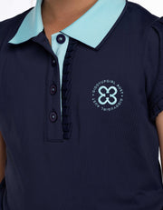 Girls Arabella Navy & Aqua Horse Riding Polo Shirt
