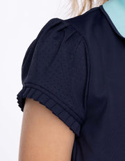 Girls Arabella Navy & Aqua Horse Riding Polo Shirt