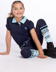Girls Arabella Navy & Aqua Horse Riding Tights