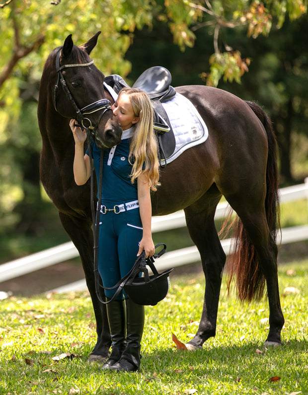 Ladies Cassie Teal & White Rider Top