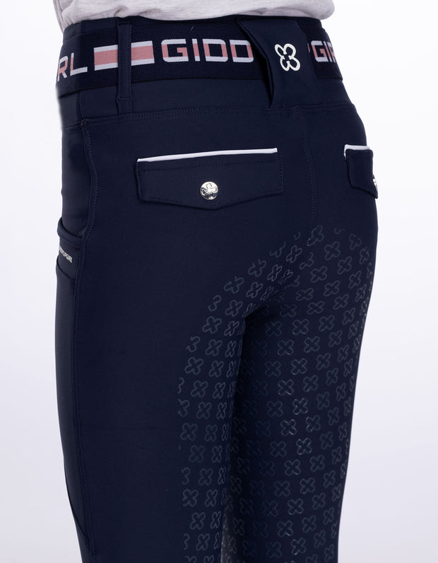 Girls Evelyn Navy Horse Riding Tights