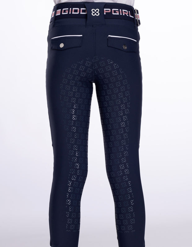 Girls Evelyn Navy Horse Riding Tights