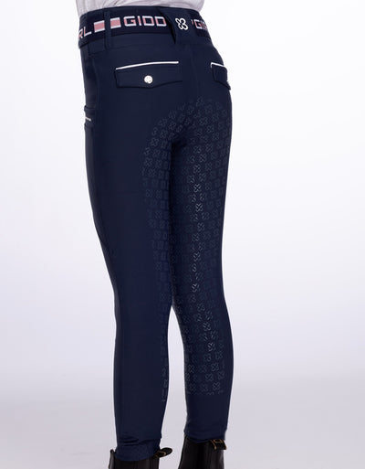 Girls Evelyn Navy Horse Riding Tights