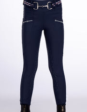 Girls Evelyn Navy Horse Riding Tights