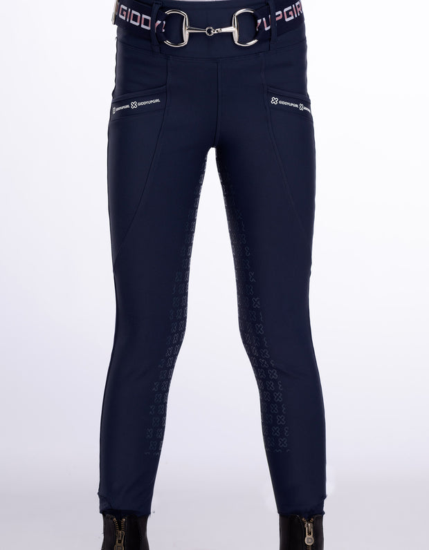 Girls Evelyn Navy Horse Riding Tights