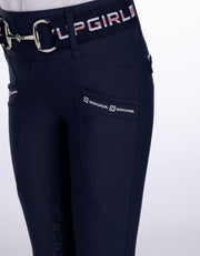 Girls Evelyn Navy Horse Riding Tights