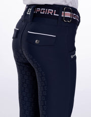 Girls Evelyn Navy Horse Riding Tights