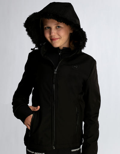 NEW Girls Harper Soft Shell Water Resistant Black Jacket