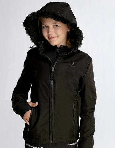 NEW Girls Harper Soft Shell Water Resistant Black Jacket