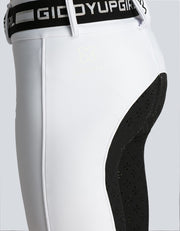 NEW!  Girls White with Black Seat Rosette Breeches