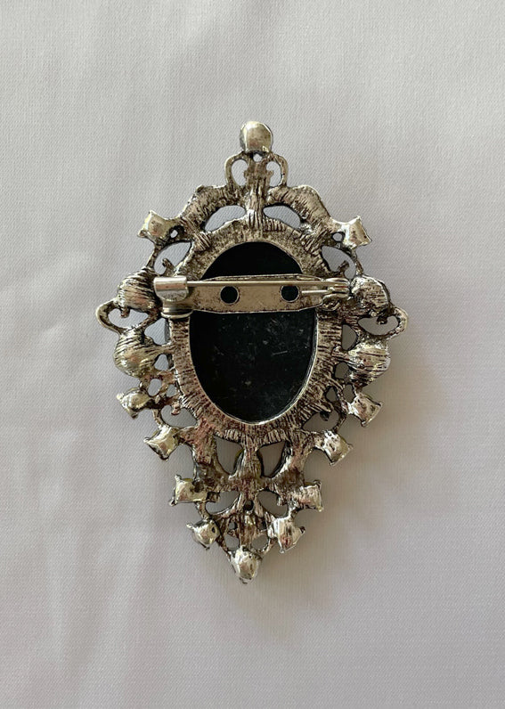Pewter & Silver Cameo Stock Brooch
