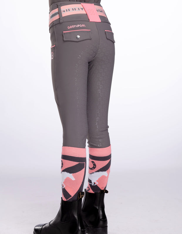 Girls Ivy Grey Horse Riding Tights