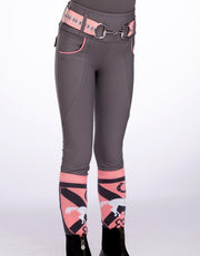 Girls Ivy Grey Horse Riding Tights