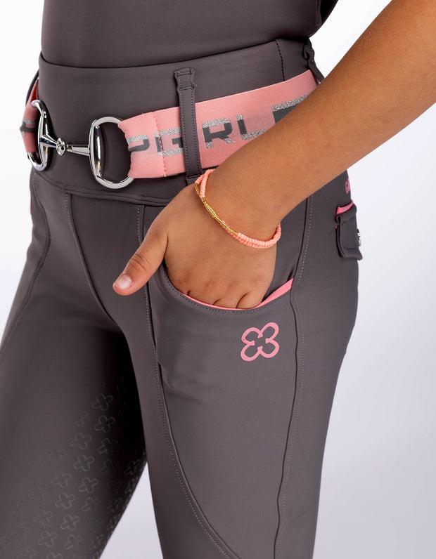 Girls Ivy Grey Horse Riding Tights
