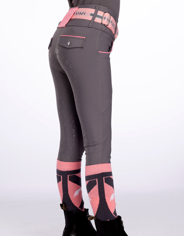 Girls Ivy Grey Horse Riding Tights