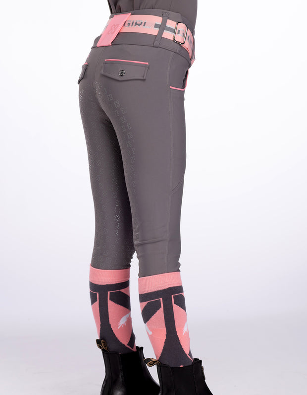Girls Ivy Grey Horse Riding Tights