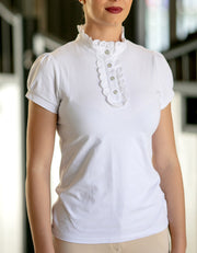 Ladies Zoe Lace Front White Ruffle Show Shirt