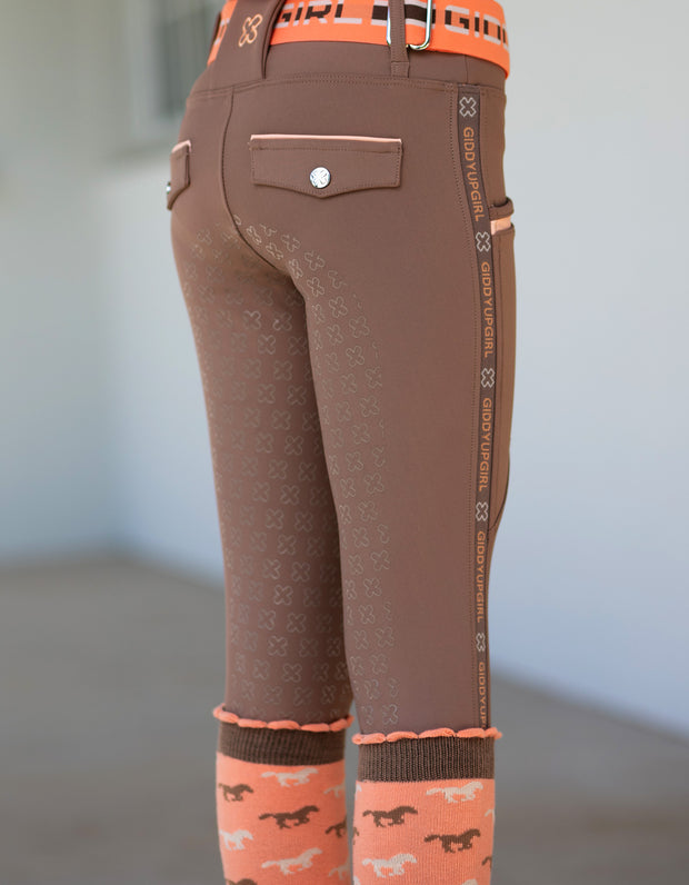 Girls Olive Horse Riding Tights