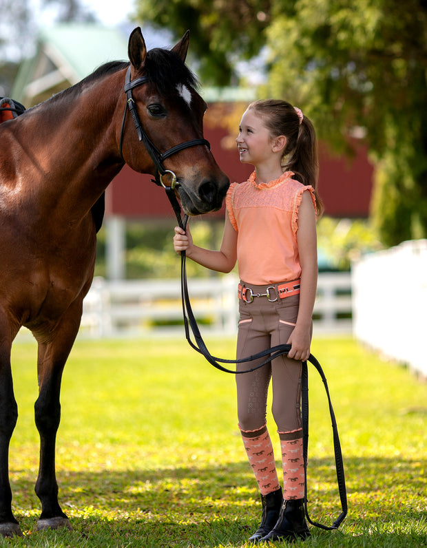 Girls Olive Horse Riding Tights