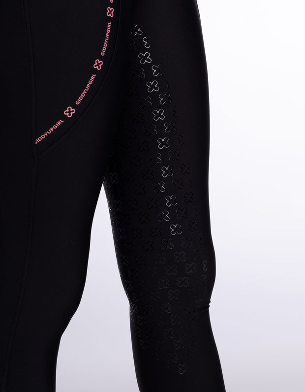 Girls Remi Black Horse Riding Tights