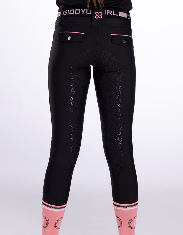 Girls Remi Black Horse Riding Tights