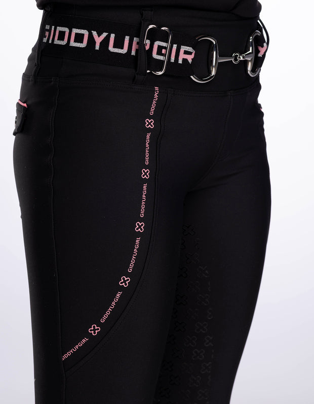 Girls Remi Black Horse Riding Tights