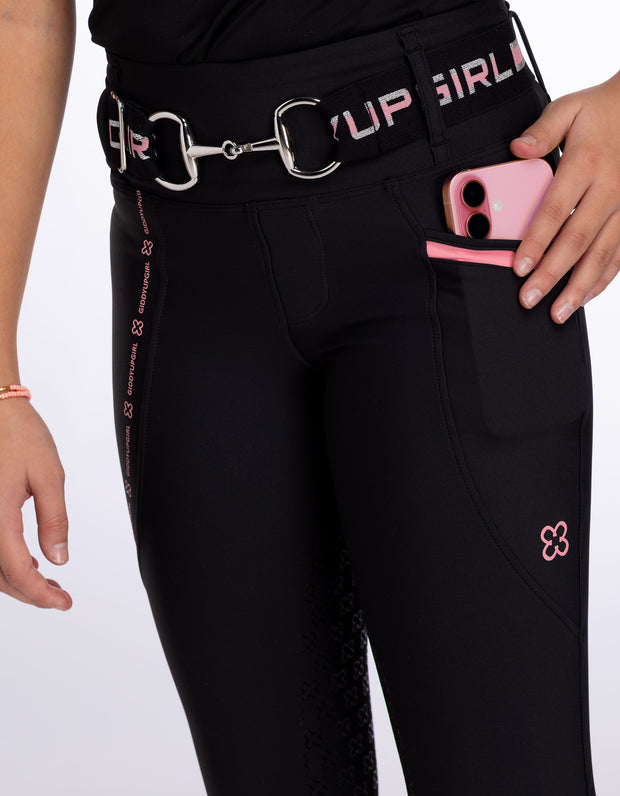 Girls Remi Black Horse Riding Tights