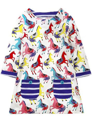 Girls Multi Coloured Horse Dress