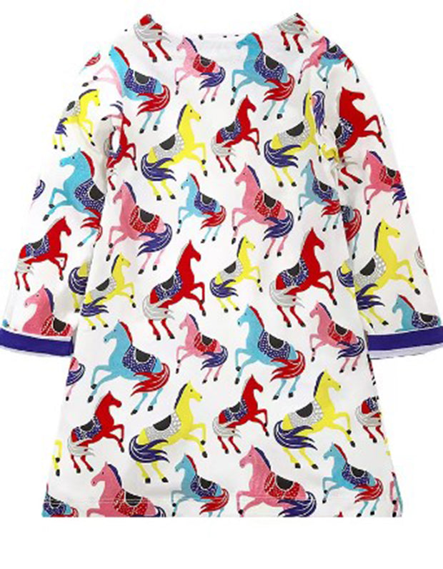 Girls Multi Coloured Horse Dress