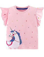 Childs Trixy Unicorn Ruffle Sleeve tee