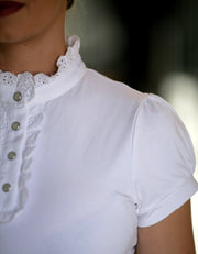 Ladies Zoe Lace Front White Ruffle Show Shirt