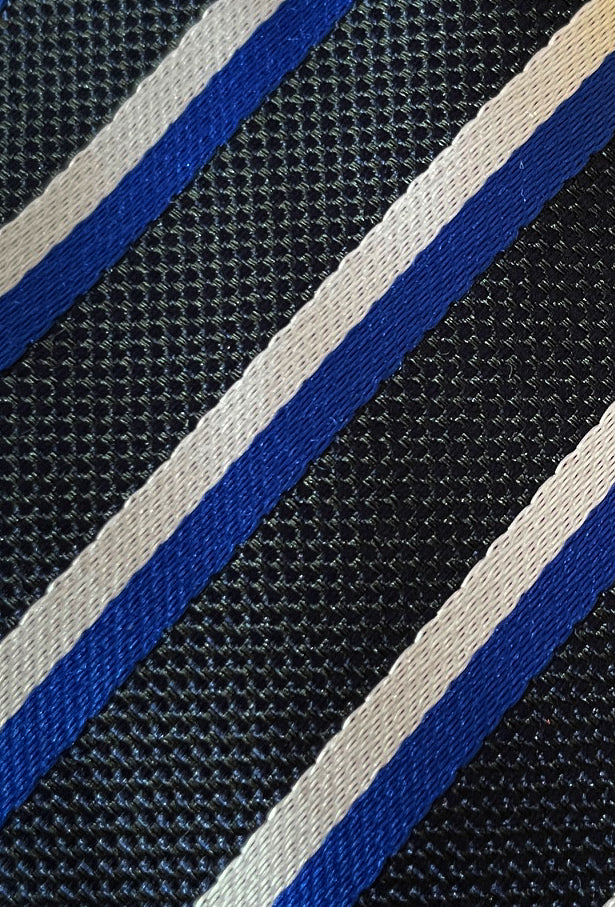 Black, Blue and White Stripe Zipper Tie
