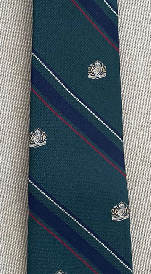 Green, Navy, Gold & Dark Red Stripe Childs Zipper Tie