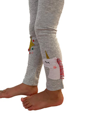 Marle Grey Leggings with Appliqued Unicorn