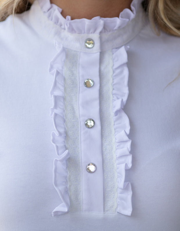 Elsa White Ladies Ruffle Show Shirt