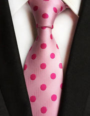 CLASSIC Neck Tie - Pale Pink w/ Hot Pink Large Spots