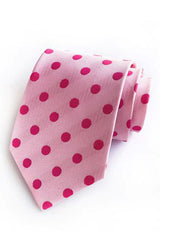 CLASSIC Neck Tie - Pale Pink w/ Hot Pink Large Spots