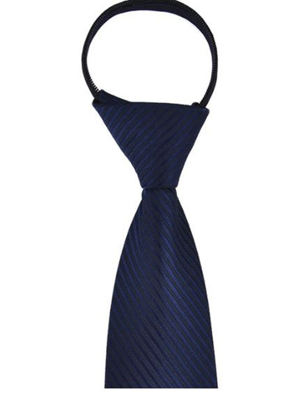 Navy Self Stripe Zipper Tie