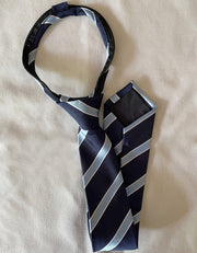 Navy, White & Pale Blue Stripe Zipper Tie