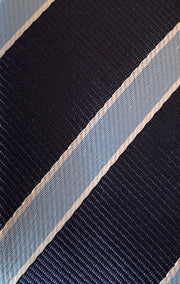 Navy, White & Pale Blue Stripe Zipper Tie