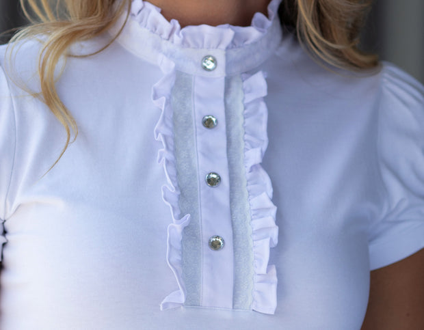 NEW Elsa White Ladies Ruffle Show Shirt
