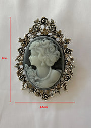 Pewter/Silver Cameo Stock Brooch