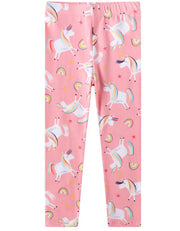 Pale Pink Leggings with Jumping Unicorns