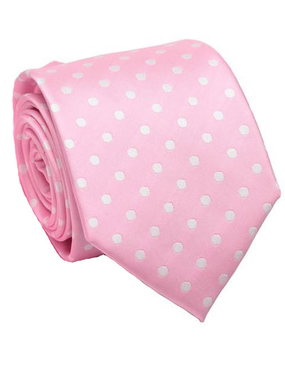 CLASSIC Pale Pink w/ White Spots Neck Tie