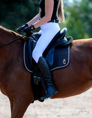 Ladies & Teen Rosette White Breeches with Black Seat